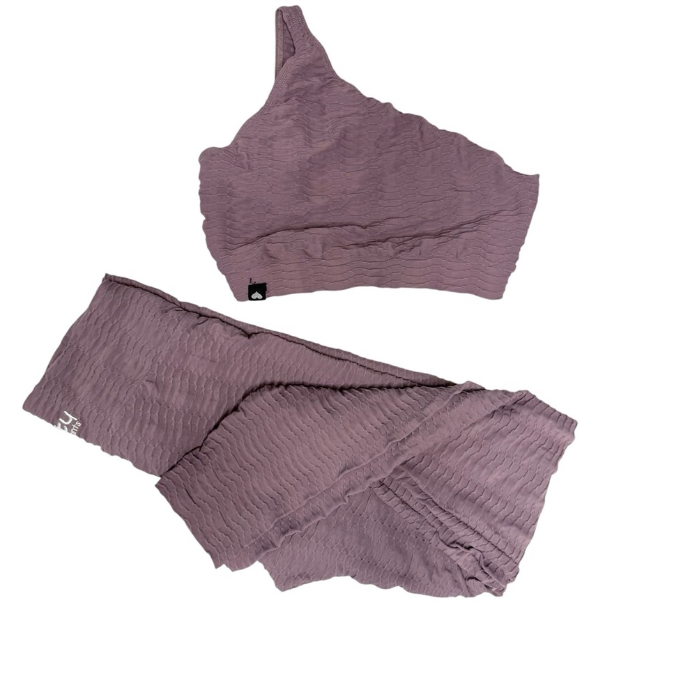 Lilac Textured One-Shoulder Top Pants Activewear Set Booty By Brabants